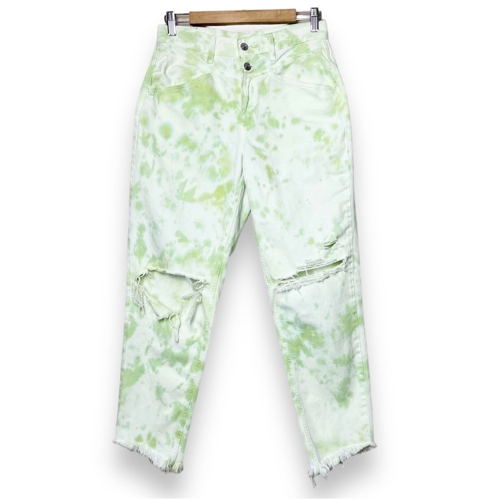 American Eagle Mom Jean 6 tie dye jeans high rise‎ ripped distressed festival